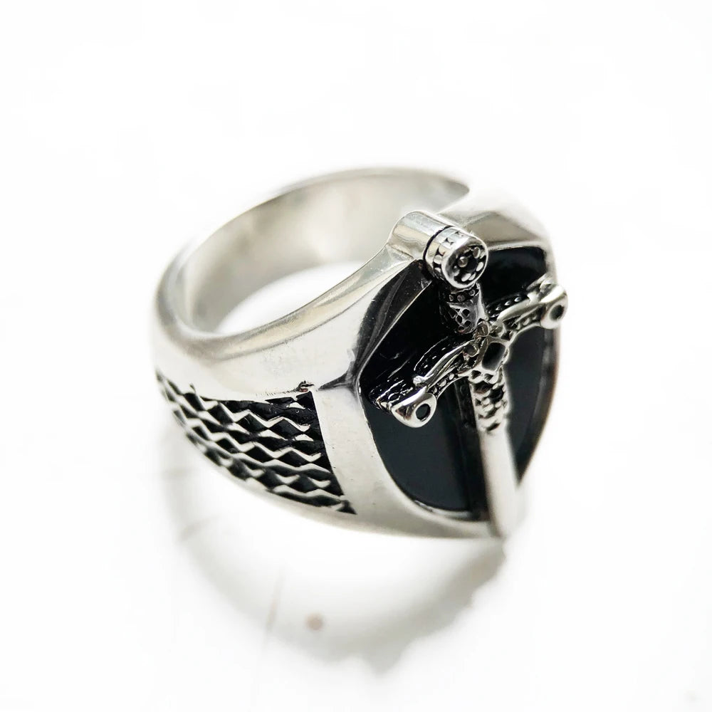 Signet Ring Mystical Sword 925 Sterling Silver Vintage Strength Gift for Women Men 2022 Summer Fine Jewelry