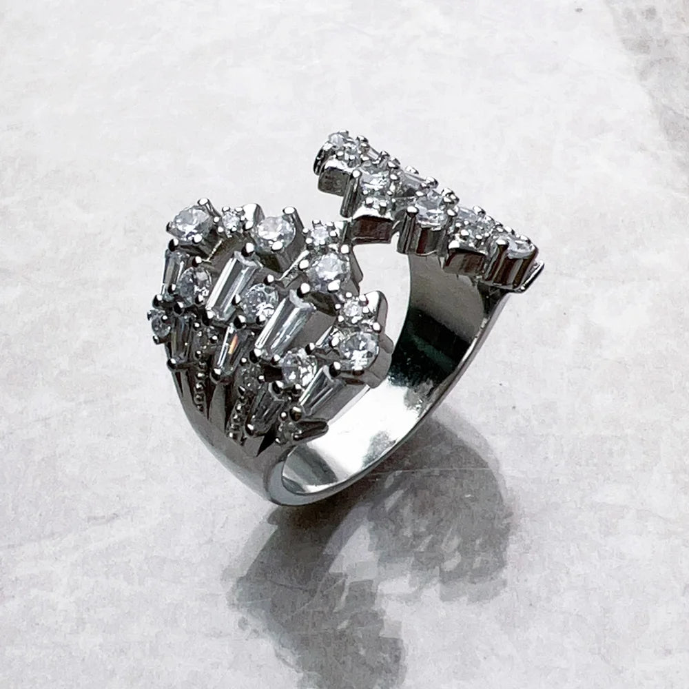 Ring with Winter Sun Rays,Europe Fine Jewerly For Women Brand New Trendy Gift In 925 Sterling Silver