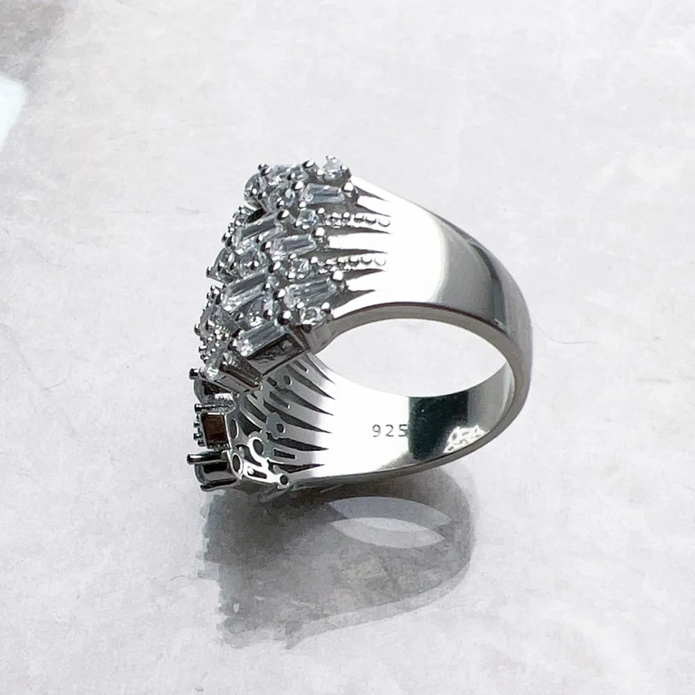 Ring with Winter Sun Rays,Europe Fine Jewerly For Women Brand New Trendy Gift In 925 Sterling Silver