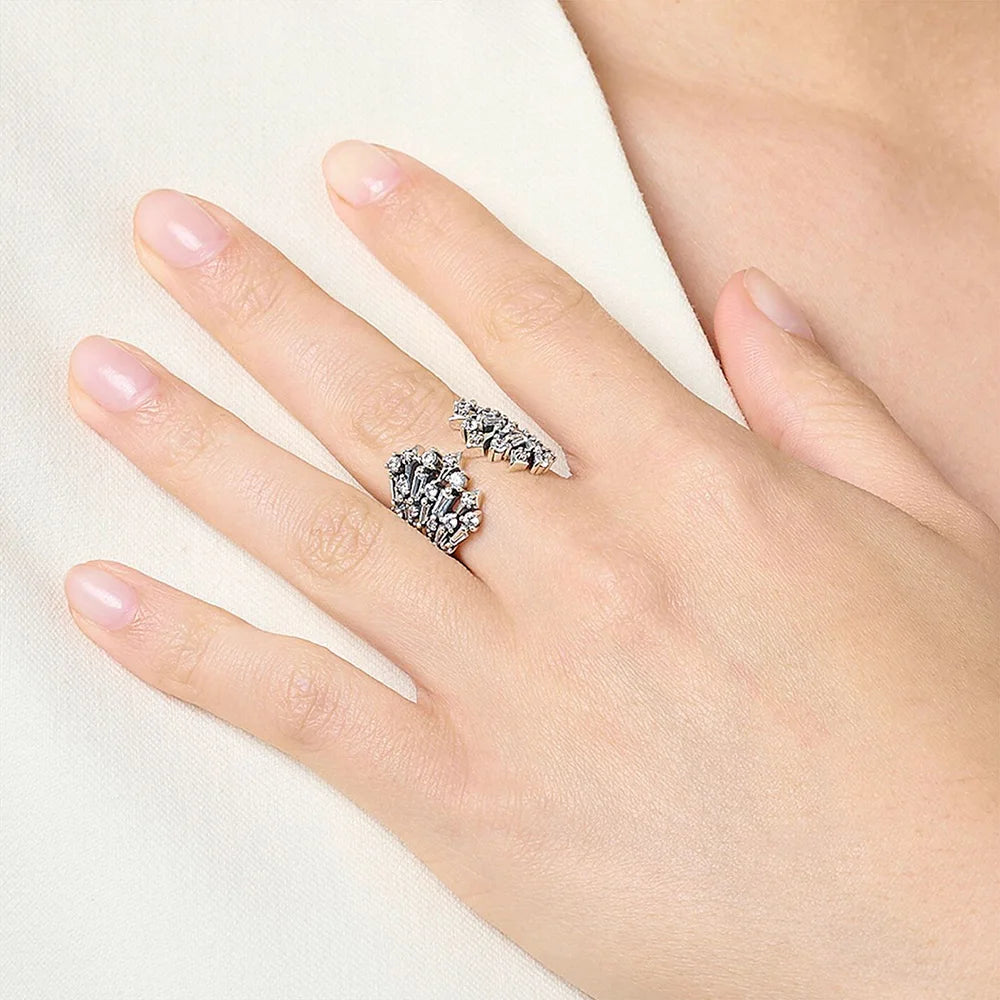 Ring with Winter Sun Rays,Europe Fine Jewerly For Women Brand New Trendy Gift In 925 Sterling Silver
