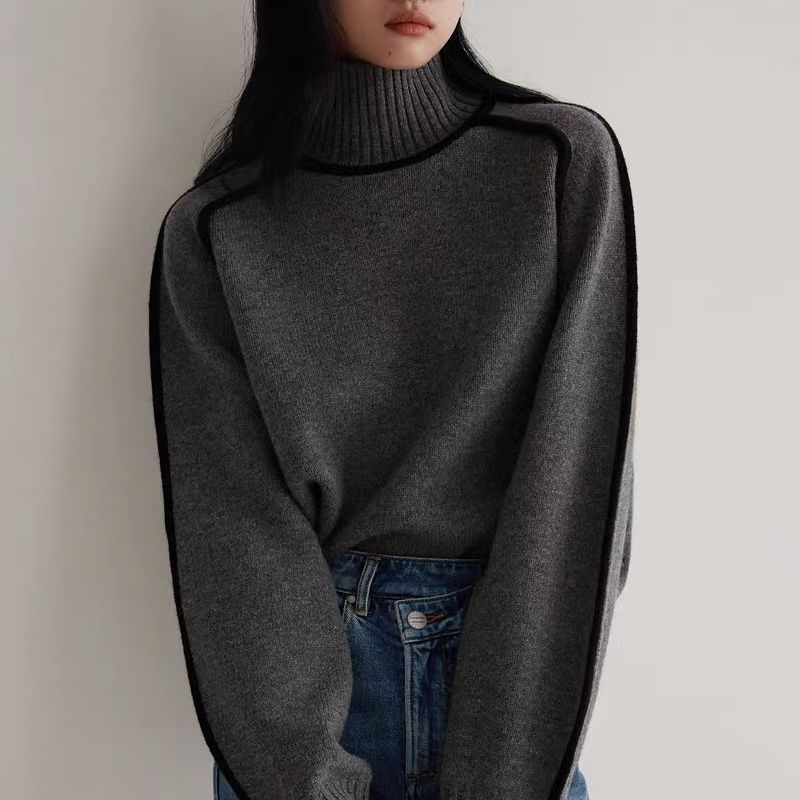 Three-Dimensional Half Turtleneck Pullover Sweater