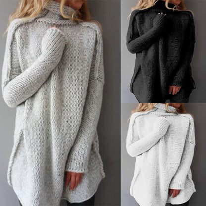 Heaps Collar Long-Sleeve Knit with Three-Needle Precision