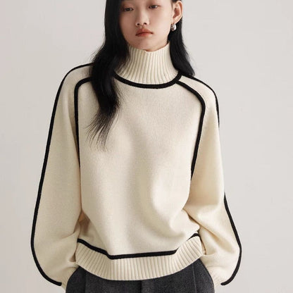 Three-Dimensional Half Turtleneck Pullover Sweater