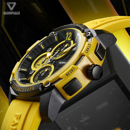 2024 Fashion Quartz Watch For Men Multifunctional Auto Date Chronograph Waterproof Sport Silicone Tape Man Wristwatches Hot Sale - RUBASO