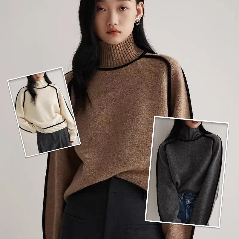 Three-Dimensional Half Turtleneck Pullover Sweater