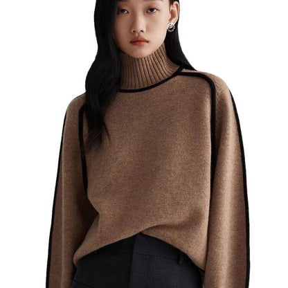 Three-Dimensional Half Turtleneck Pullover Sweater