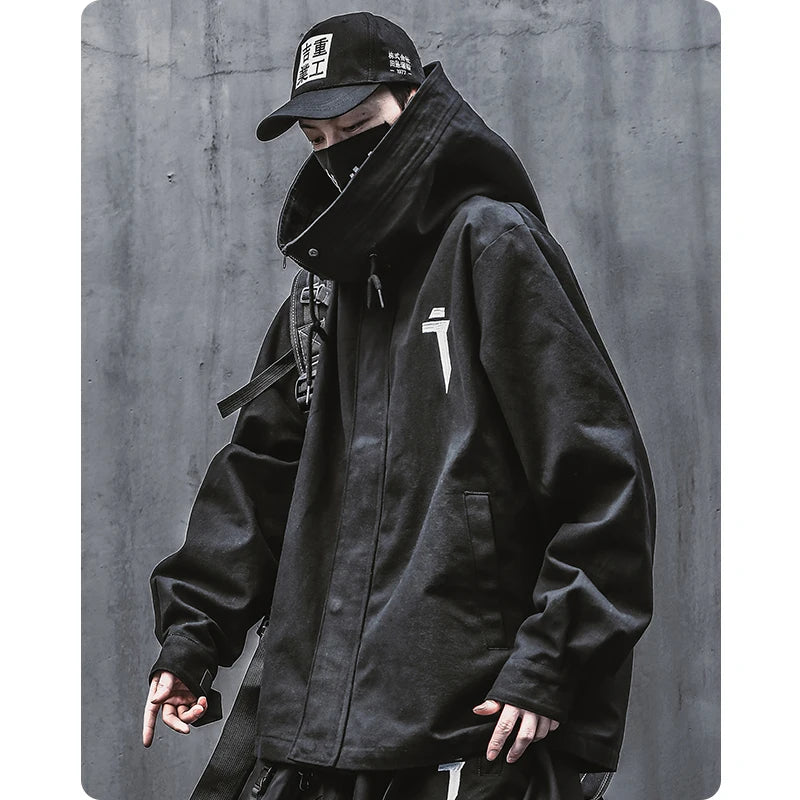 Spring Trend Functional Wind High Collar Hooded Work Jacket