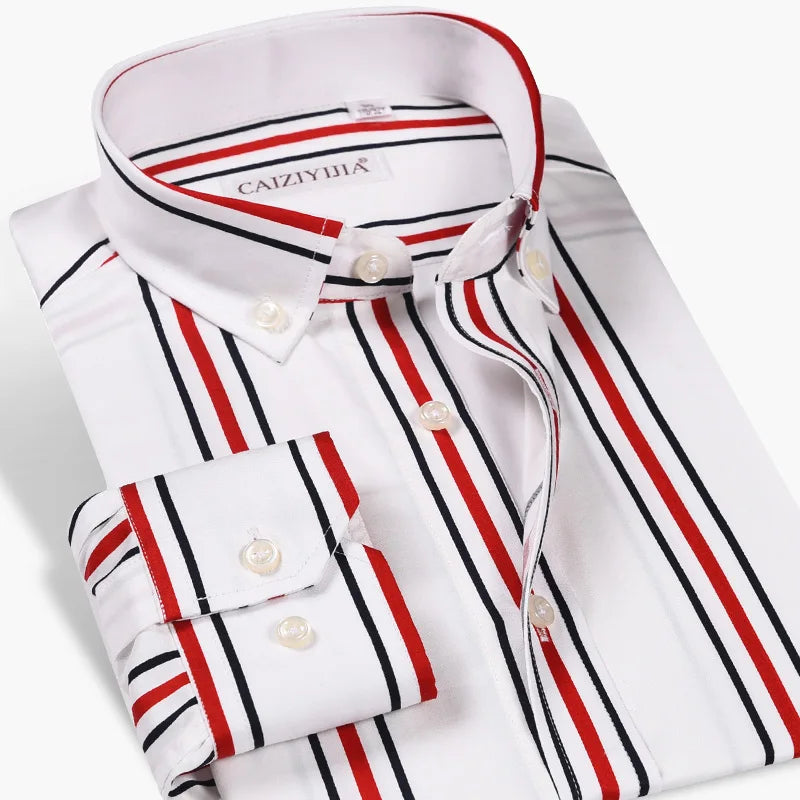 The Black Rose GREVOL Men’s Striped Cotton Casual Collar Shirt