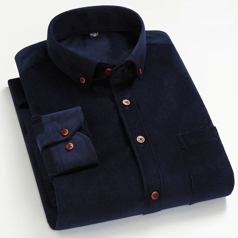 The Black Rose GREVOL Men’s Solid Flannel Casual Collar Shirt