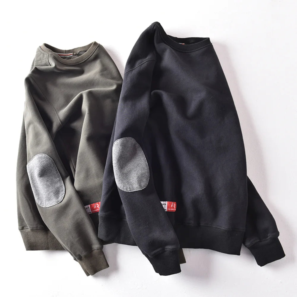 Men's Casual Solid Fleece Sweatshirt for Autumn and Winter