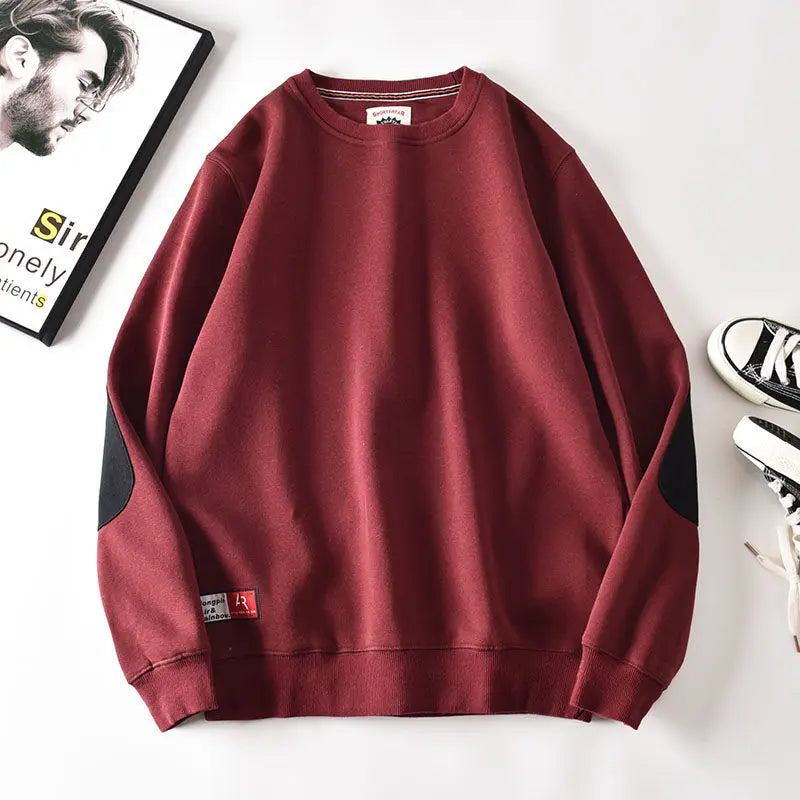 Men's Casual Solid Fleece Sweatshirt for Autumn and Winter