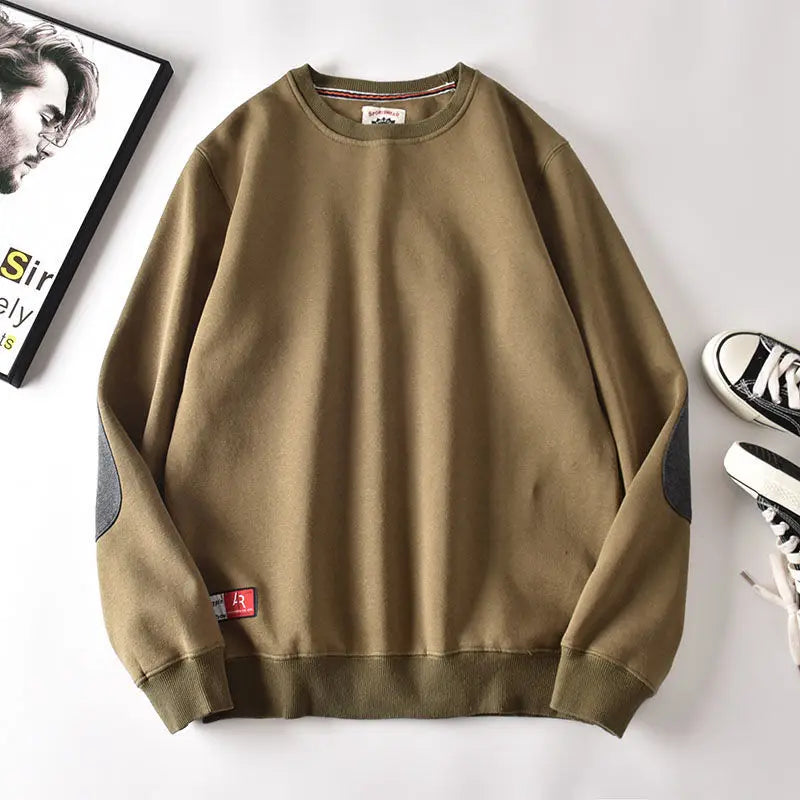 Men's Casual Solid Fleece Sweatshirt for Autumn and Winter