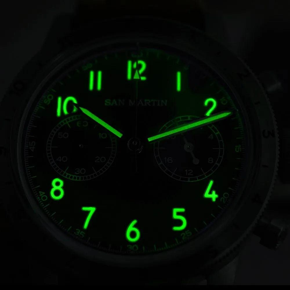 San Martin Vintage Black Pilot Chronograph (Quartz) - RUBASO