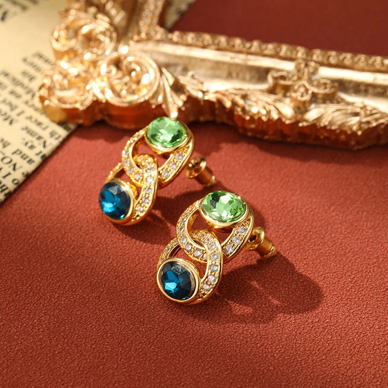 SUYU Medieval Vintage Earrings In Palace Style Exquisite Contrast Color Small Earrings For Women's Light Luxury Earrings