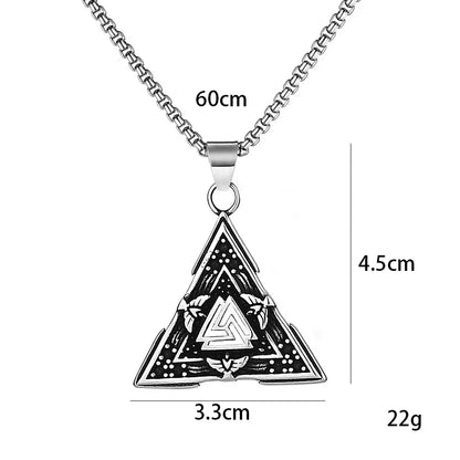 Nordic Crow Bird Pendant Necklace: Triangle Knot Punk Religious