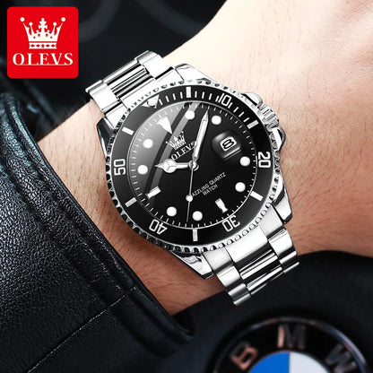 OLEVS 5885 Luxury Quartz Wristwatch One-Way Rotating Outer Ring Design