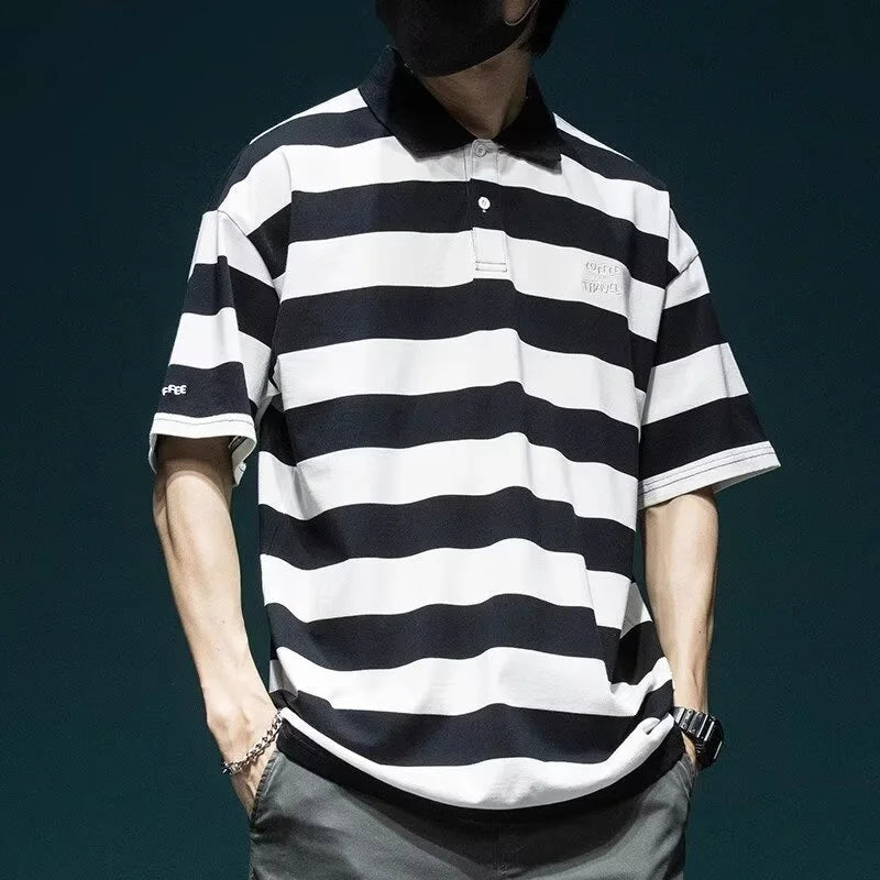 Summer Men's Striped Polo Golf Wear Tops