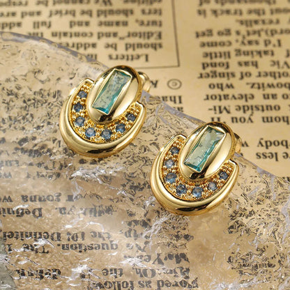 SUYU New Design Trend Style Personalized Copper Earrings For Women Light Luxury Fashion Elegant Micro Set Zircon Earrings