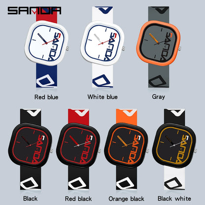 SANDA 3203 Fashion & Casual Watch - Square Case, Silicone Band, Shock & Water Resistant (Quartz)