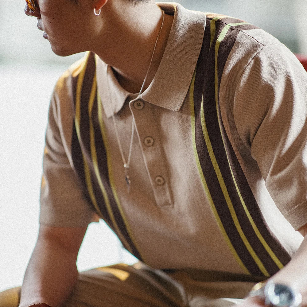 Vintage Knitted Polo Bowling Shirt