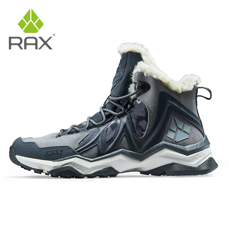 RAX Waterproof Hiking Shoes Men Winter Outdoor Sneakers for Men Snow Boots Plush Mountain Snowboots Outdoor Tourism Jogging Shoe