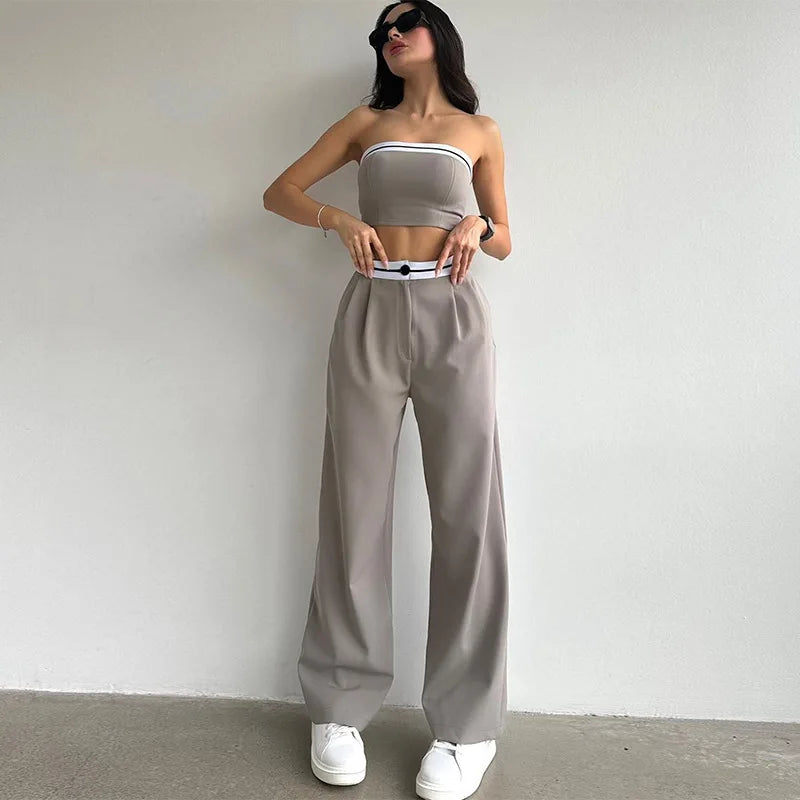 Spicy Girl Tank Top & High Waist Wide Leg Long Pants