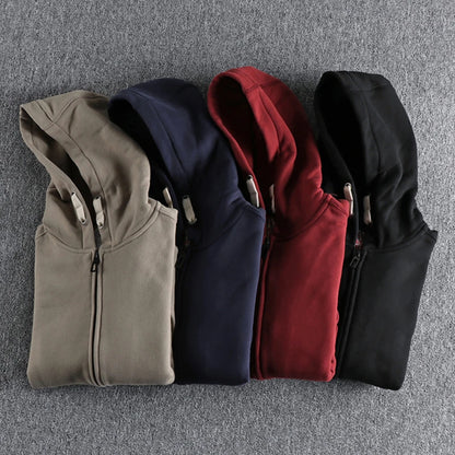 Men's Retro Thick Cotton Hoodie with Zipper