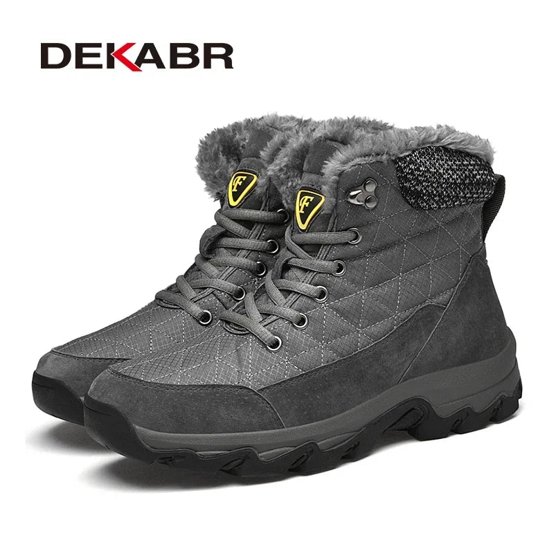 DEKABR Winter Snow Boots Men Thick Fur Super Warm With Lace Up Men's Soft Waterproof Ankle Boots Casual Wear-Resistant Men Boots