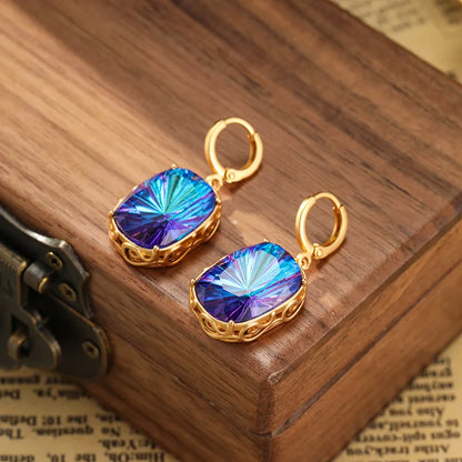 SUYU Middle Aged And Elderly Earrings Simple Geometry Colored Earrings Light Luxury Copper Plated Women's Earrings