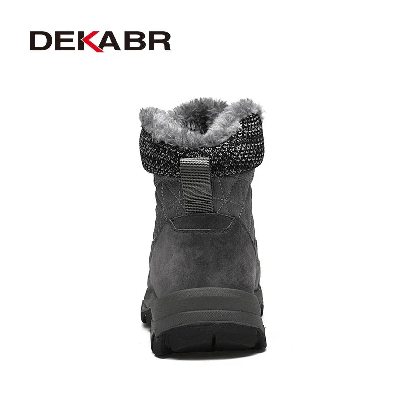 DEKABR Winter Snow Boots Men Thick Fur Super Warm With Lace Up Men's Soft Waterproof Ankle Boots Casual Wear-Resistant Men Boots