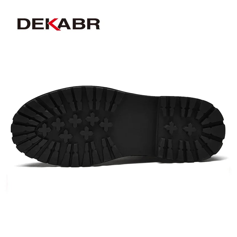 DEKABR Luxury Brand Winter Men Boots With Fur Lace Up Zipper Soft Leather Boots Men Youth Casual Boots Wear-Resistant Men Boots