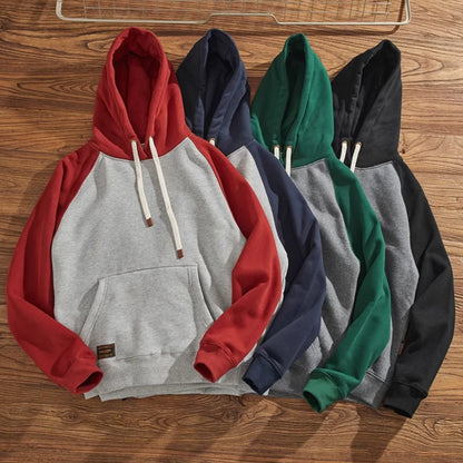 Men's Casual Patchwork Fleece Hoodie