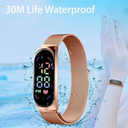 2024 New LED Women Magnetic Watchband Waterproof Touch Digital