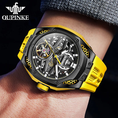 Original OUPINKE 9003 Full Skeleton 50ATM Waterproof Luminous Mechanical