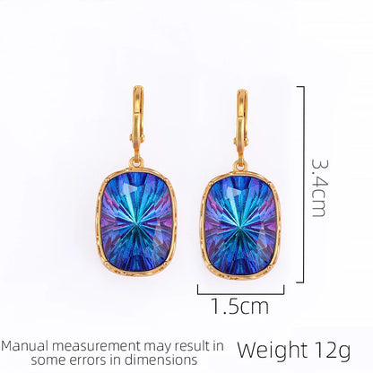 SUYU Middle Aged And Elderly Earrings Simple Geometry Colored Earrings Light Luxury Copper Plated Women's Earrings