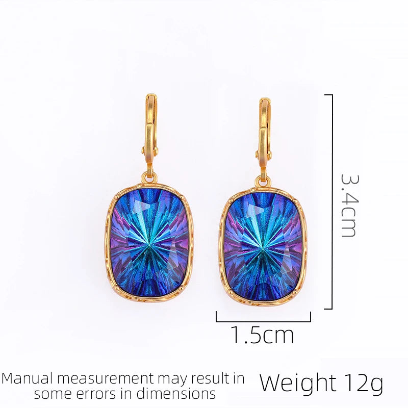 SUYU Middle Aged And Elderly Earrings Simple Geometry Colored Earrings Light Luxury Copper Plated Women's Earrings