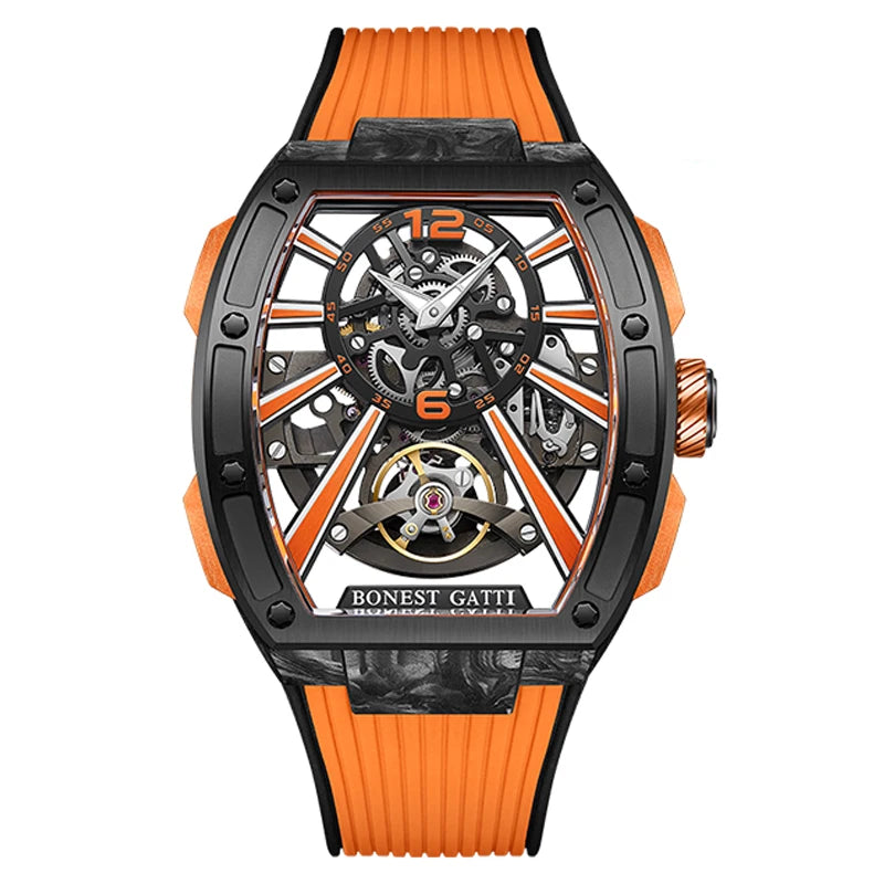 BONEST GATTI BG9950 Luxury Carbon Fiber Tonneau Case Waterproof Sapphire Luminous (Mechanical)