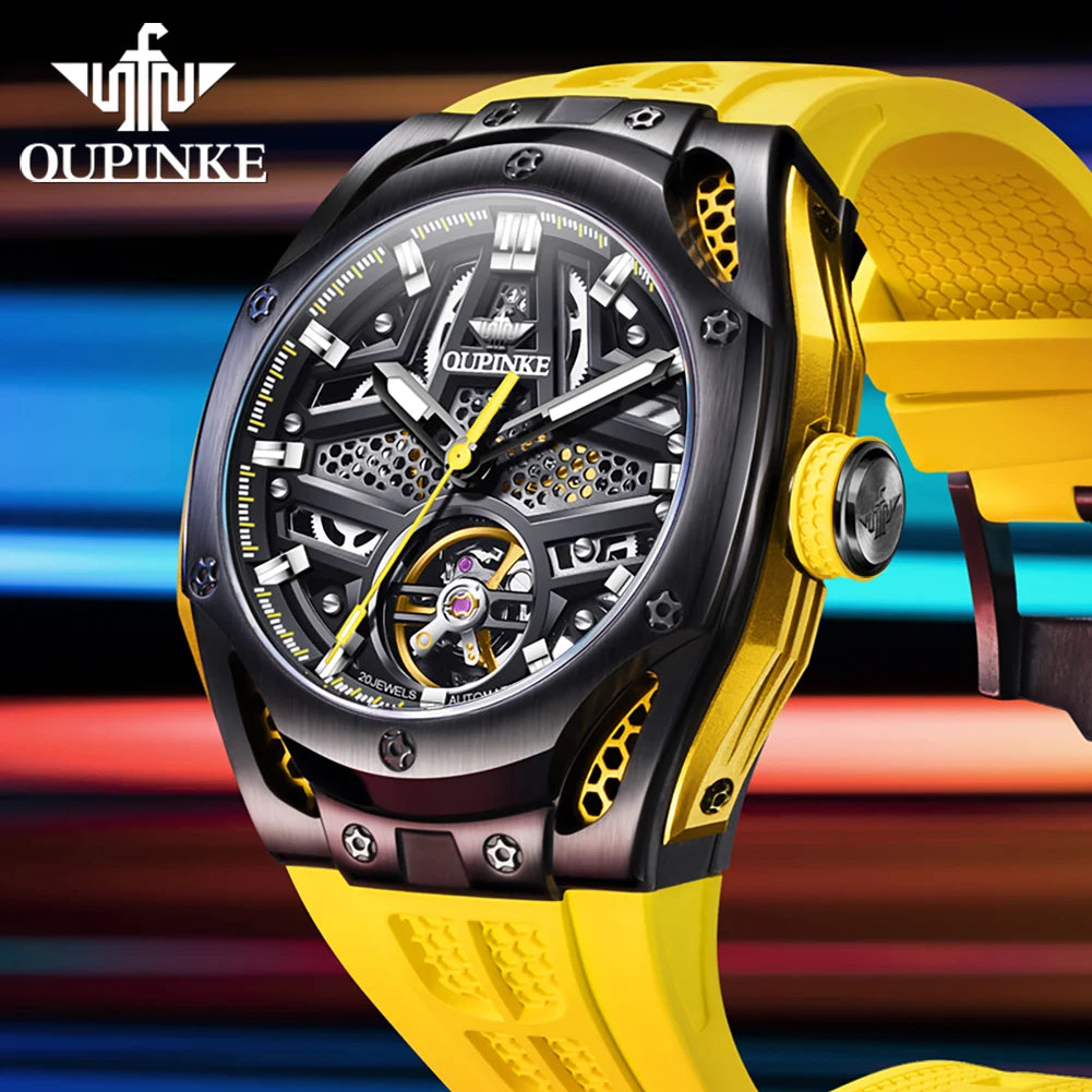 Original OUPINKE 9003 Full Skeleton 50ATM Waterproof Luminous Mechanical