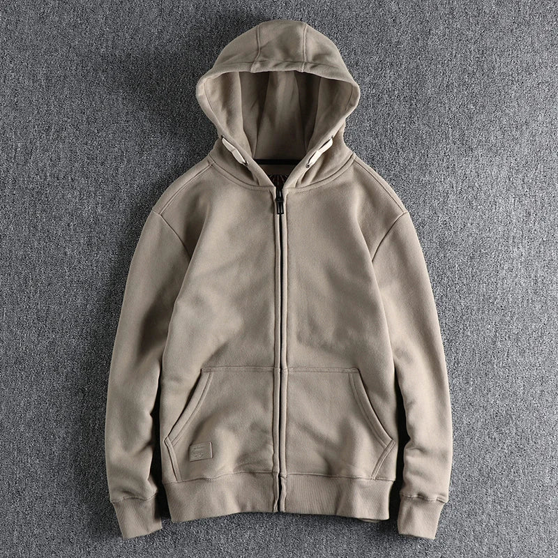 Men's Retro Thick Cotton Hoodie with Zipper