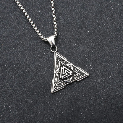 Nordic Crow Bird Pendant Necklace: Triangle Knot Punk Religious