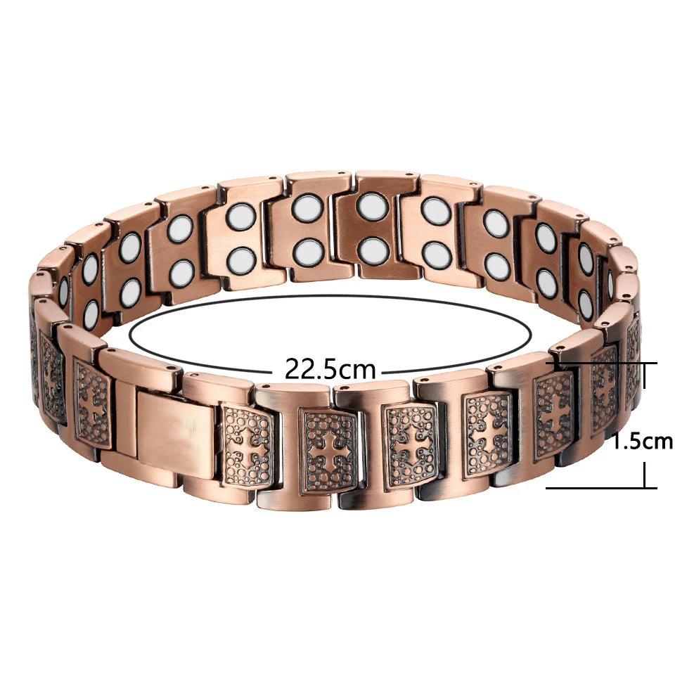 WelMag Copper Magnetic Bracelet - Vintage Style Chain & Link Bracelet for Men - Blood Circulation Health Jewelry - RUBASO