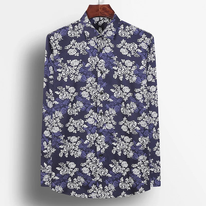 The Black Rose GREVOL Men’s Floral Casual Collar Shirt Cotton