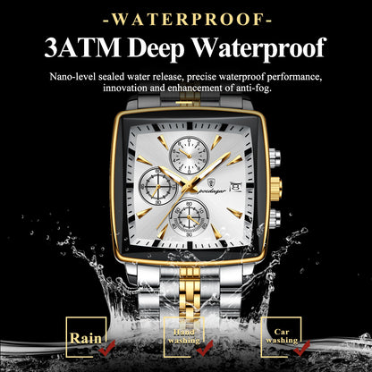 POEDAGAR Luxury Square Sport Wristwatch Waterproof Luminous Chronograph (Quartz)