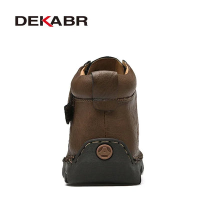 DEKABR Leather Men Ankle Boots Comfortable Platform Walking Boots New Design Soft Leather Office Business Boots Sneakers