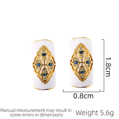 SUYU Jewelry Summer Retro Geometry White Drip Glazed Earrings For Women's Light Luxury Fashion Design Earrings Fashion Jewelry