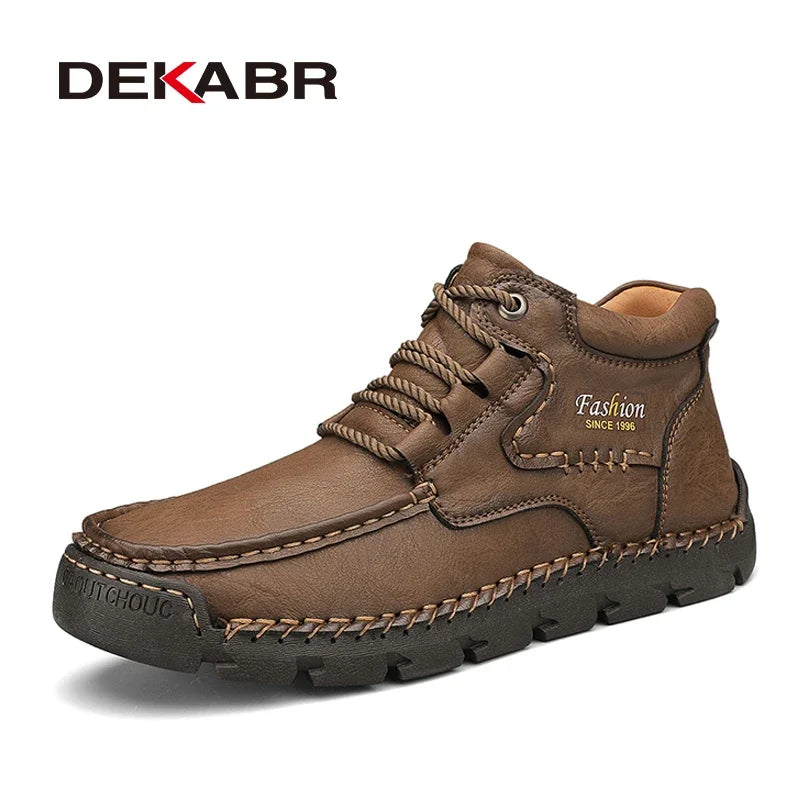 DEKABR Fashion Leather Winter Warm Outdoor Men Snow Boots Handmade Designer Ankle Boots Business Boots Size 38-48