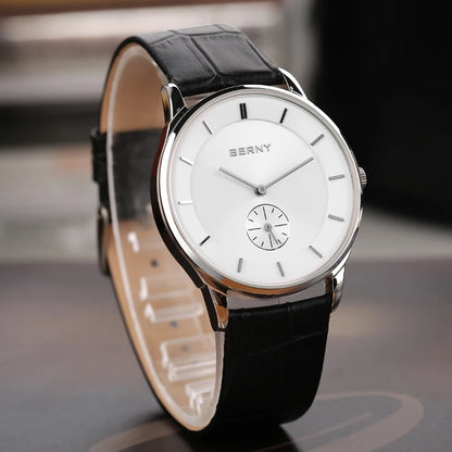 BERNY C21-2749M Ultra-thin Simple Dial Leather 3Bar Waterproof Luxury Business (Quartz)