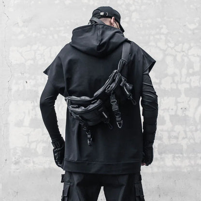 Tactical Sleeveless Hoodie – High Street Techwear Hooded Vest