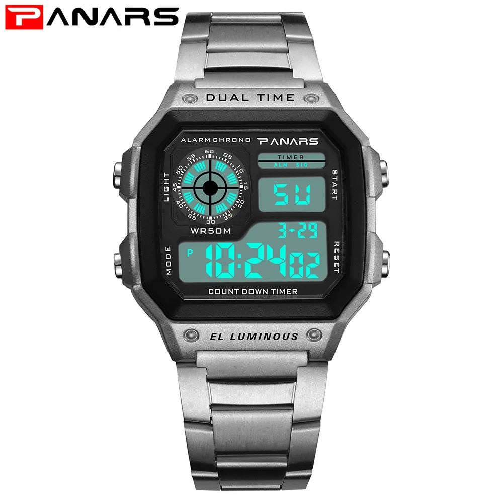 PANARS Top Luxury Sport Waterproof Back Light Digital Wristwatch Male Alarm Trendy and Fashion