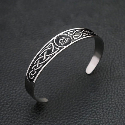 NORTHMAN Valknut Celtics Knot Open Bangle Bracelet - RUBASO